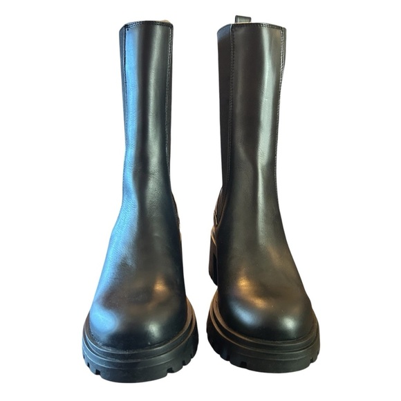 Steve Madden Women's Hesitant Black Leather Stretch Mid-Calf Boots NWT Size 9 - Picture 3 of 10